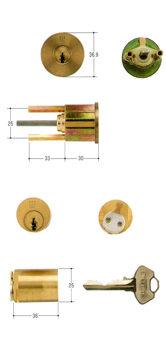ウエスト ピンシリンダー 222タイプ + G6000タイプ WCY-60 金古美色 キー3本付【WEST 810・814用Wｼﾘﾝﾀﾞｰ GO】【2個同一キー】