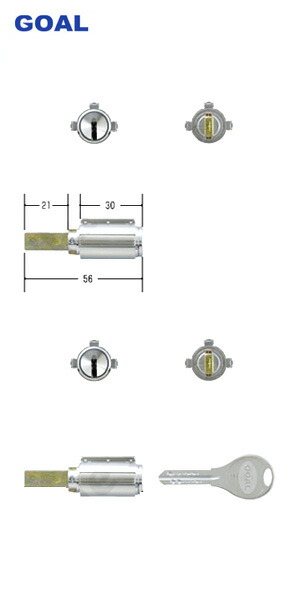 [テール刻印55][2ロック] ゴール V18シリンダー PXタイプ GCY-265 キー6本付【PX-GD】【PX-TDD】【PXK-TDD】【GOAL V-PX 21ﾐﾘ ｼﾙ】【2個同一キー】【ディンプルキー】