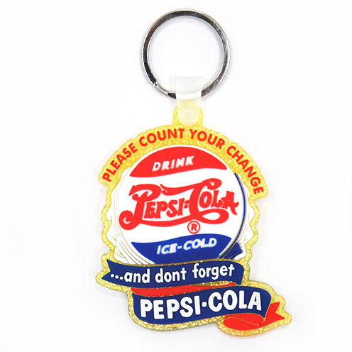 ペプシ　キーホルダー クリアラメ仕様【PEPSI FCG-017 D:PLEASE COUNT YOU CHANGE】【キーチェーン キーリング】【雑貨 アクセサリー プレゼント】